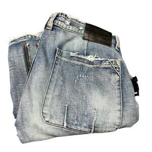 Valabasas Cargo Jeans Distressed Buckles Zippers Slim Mens 36 (37x31 ACTUAL)